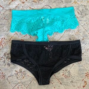 NWT Victoria’s Secret Lace Panties in Teal and Black